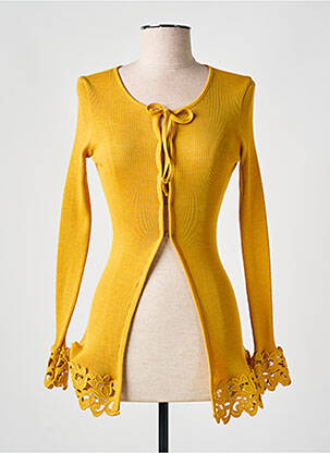 Gilet manches longues col rond jaune LISANZA femme