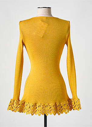 Gilet manches longues col rond jaune LISANZA femme