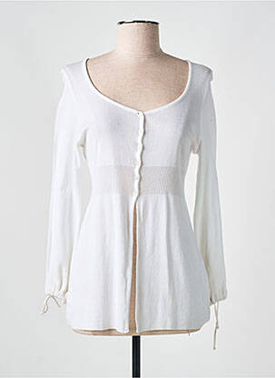 Gilet manches longues coupe cintrée blanc LISANZA femme
