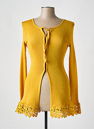 Gilet manches longues col rond jaune LISANZA femme