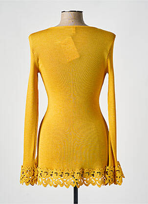 Gilet manches longues col rond jaune LISANZA femme
