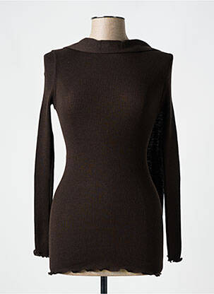 Pull stretch manches longues marron LISANZA femme