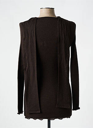 Pull stretch manches longues marron LISANZA femme