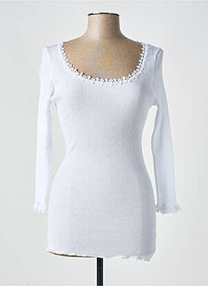 Pull stretch manches 3/4 blanc LISANZA femme