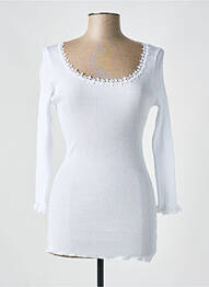 Pull stretch manches 3/4 blanc LISANZA femme