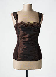 Top col carré fines bretelles marron OSCALITO femme