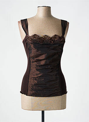 Top col carré fines bretelles marron OSCALITO femme