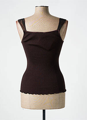 Top col carré fines bretelles marron OSCALITO femme