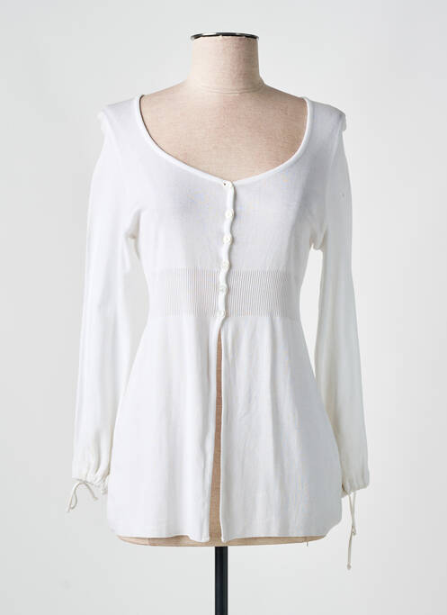 Gilet manches longues coupe cintrée blanc LISANZA femme