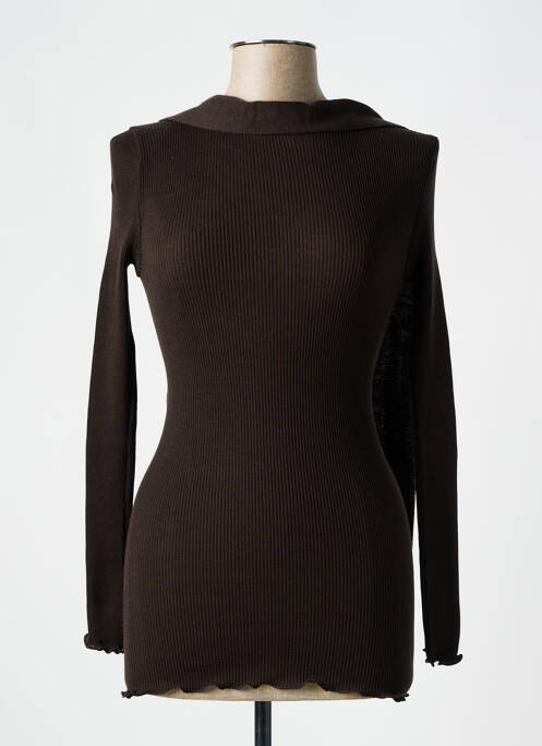 Pull stretch manches longues marron LISANZA femme