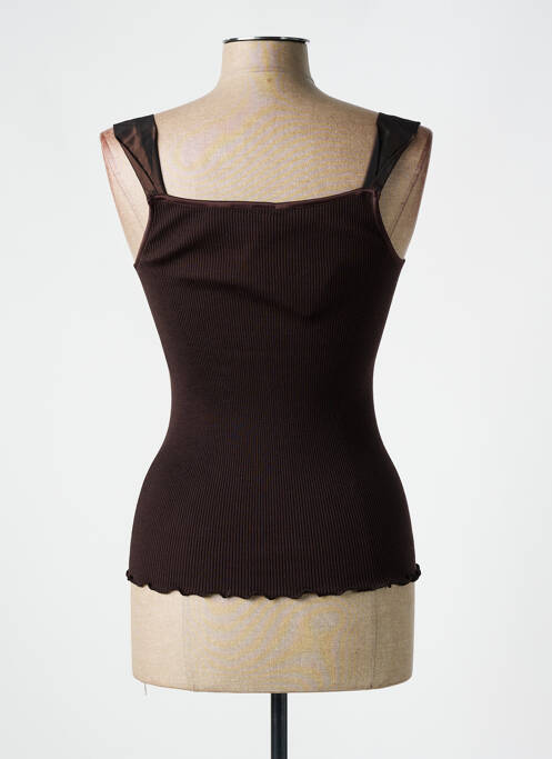 Top col carré fines bretelles marron OSCALITO femme