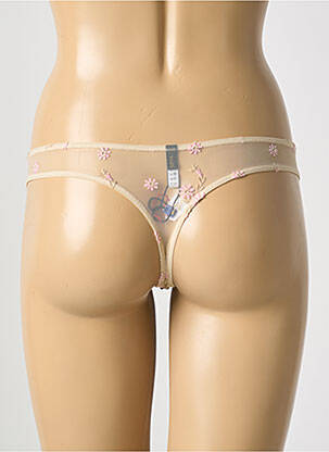 Tanga effet matière satinée beige COTTON CLUB femme