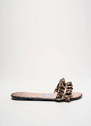 Mules/sabots tissage satiné talon plat jusqu'à 3cm marron RUE DU FAUBOURG femme