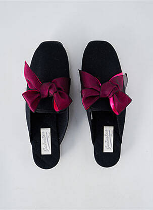 Chaussons/pantoufles tissage satiné talon plat jusqu'à 3cm noir JAIMIES femme