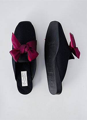 Chaussons/pantoufles tissage satiné talon plat jusqu'à 3cm noir JAIMIES femme