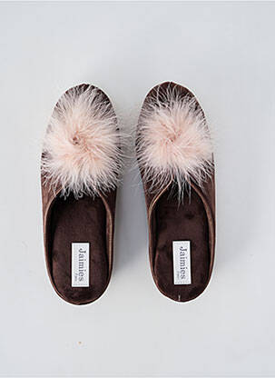 Chaussons/pantoufles tissage velours talon de 4 à 6cm marron JAIMIES femme