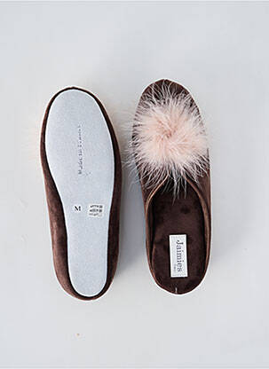 Chaussons/pantoufles tissage velours talon de 4 à 6cm marron JAIMIES femme