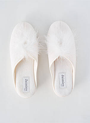 Chaussons/pantoufles tissage velours talon de 4 à 6cm blanc JAIMIES femme