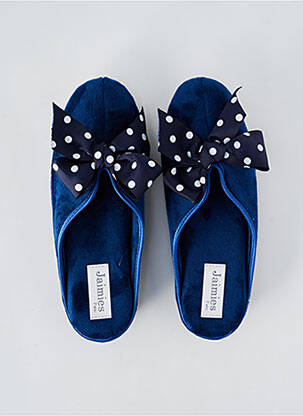 Chaussons/pantoufles tissage velours talon de 4 à 6cm bleu JAIMIES femme