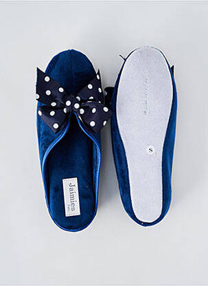 Chaussons/pantoufles tissage velours talon de 4 à 6cm bleu JAIMIES femme