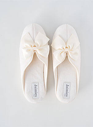 Chaussons/pantoufles tissage velours talon de 4 à 6cm blanc JAIMIES femme