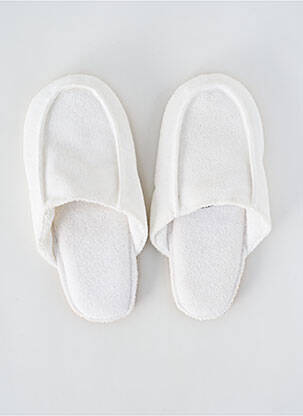 Chaussons/pantoufles semelle extérieure textile talon plat jusqu'à 3cm blanc PLUTO femme