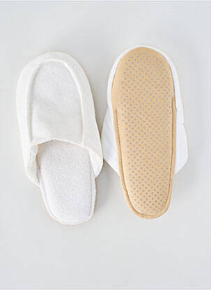 Chaussons/pantoufles semelle extérieure textile talon plat jusqu'à 3cm blanc PLUTO femme