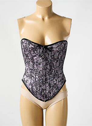 Corset bretelles élastiquées amovibles noir NUITS DE SATIN femme