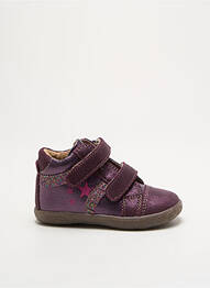 Baskets matière lisse bout rond violet NOËL fille