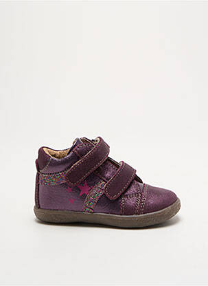 Baskets matière lisse bout rond violet NOËL fille