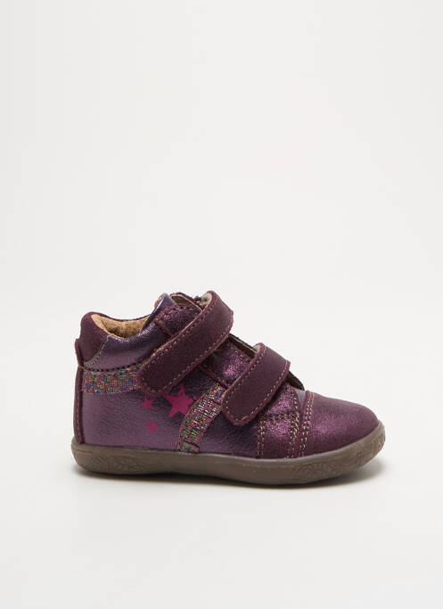 Baskets matière lisse bout rond violet NOËL fille