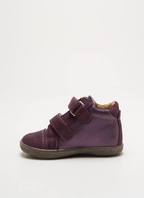 Baskets matière lisse bout rond violet NOËL fille