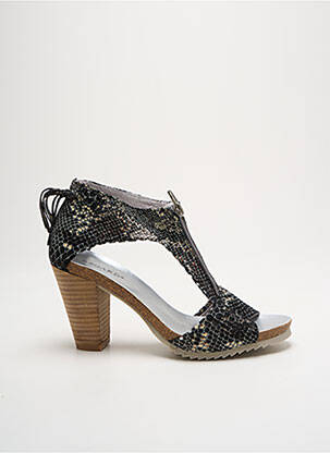 Sandales/nu pieds tissage satiné talon de 7 à 9cm noir REGARD femme