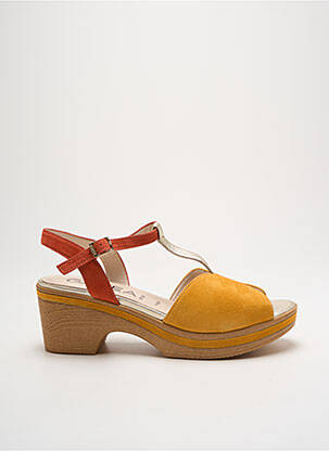 Sandales/nu pieds semi compensé talon de 4 à 6cm jaune GADEA femme