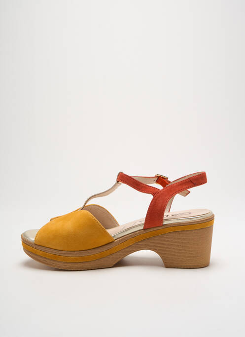 Sandales/nu pieds semi compensé talon de 4 à 6cm jaune GADEA femme