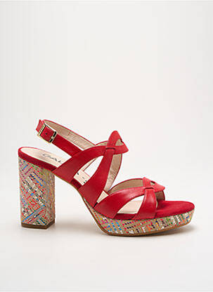 Sandales/nu pieds semi compensé talon haut de 10cm et plus rouge GADEA femme