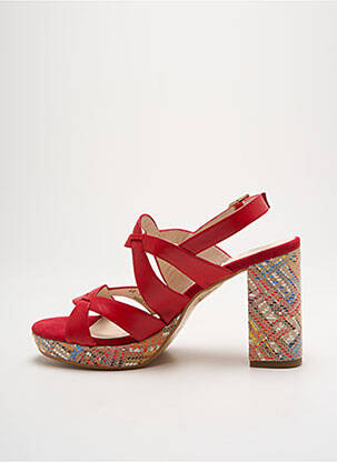 Sandales/nu pieds semi compensé talon haut de 10cm et plus rouge GADEA femme