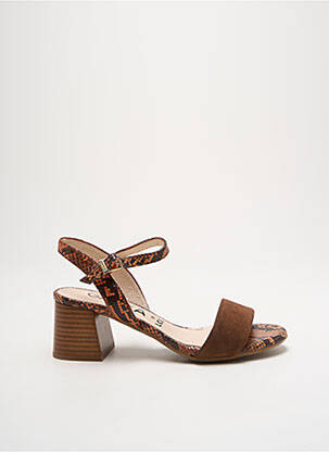 Sandales/nu pieds tissage satiné talon de 4 à 6cm marron GADEA femme