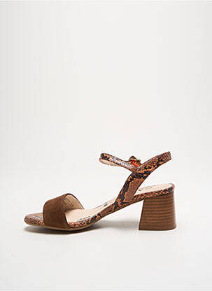 Sandales/nu pieds tissage satiné talon de 4 à 6cm marron GADEA femme
