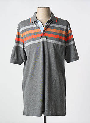 Polo imprimé rayures manches courtes gris LOUIS VICTOR homme
