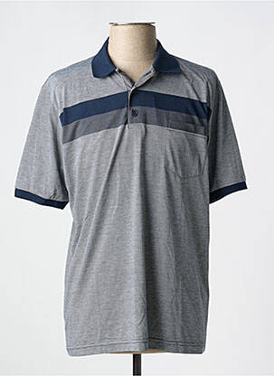 Polo imprimé rayures manches courtes gris LOUIS VICTOR homme
