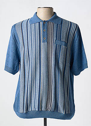 Polo imprimé rayures manches courtes bleu LOUIS VICTOR homme