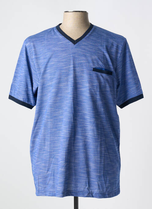 T-shirt coupe droite manches courtes bleu LOUIS VICTOR homme
