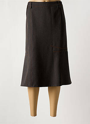 Jupe mi-longue coupe évasée marron GUY DUBOUIS femme