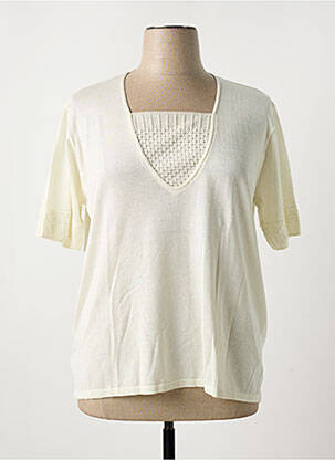 Pull coupe cintrée manches courtes beige FILEUSE D'ARVOR femme
