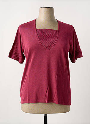 Pull coupe cintrée manches courtes rose FILEUSE D'ARVOR femme