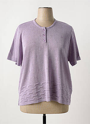 Pull coupe cintrée manches courtes violet OMC femme