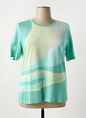 Pull coupe cintrée manches courtes vert TELMAIL femme
