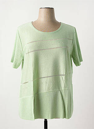 Pull coupe cintrée manches courtes vert TELMAIL femme
