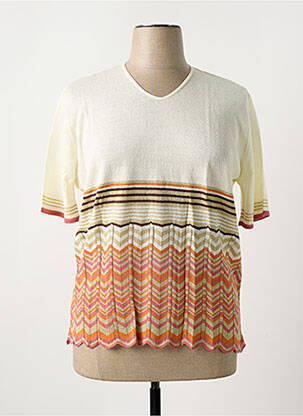 Pull coupe cintrée manches courtes beige FILEUSE D'ARVOR femme
